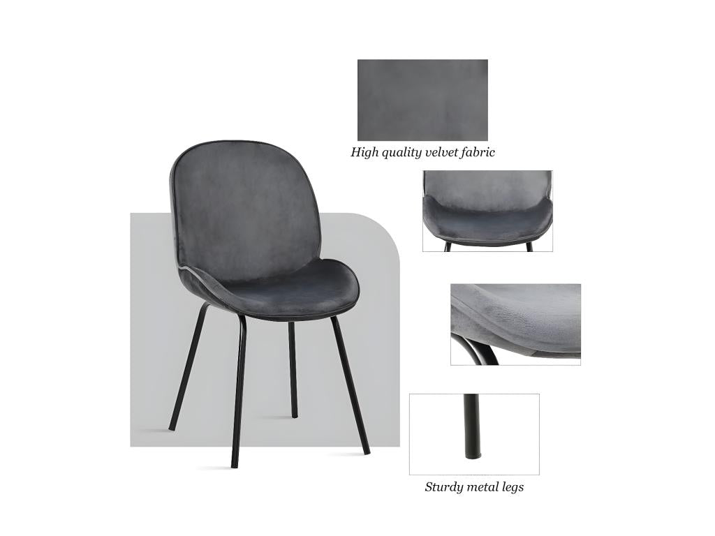 Chair Set - Velvet - Gray