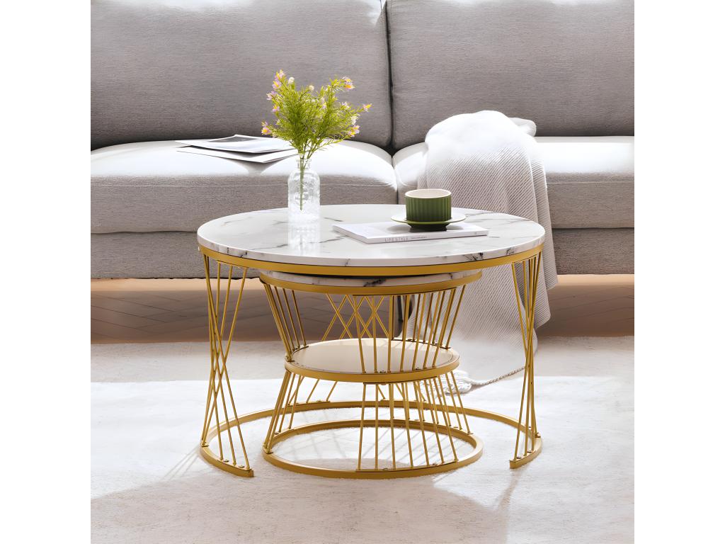 Table - Engineered Wood, Metal, Wood - White