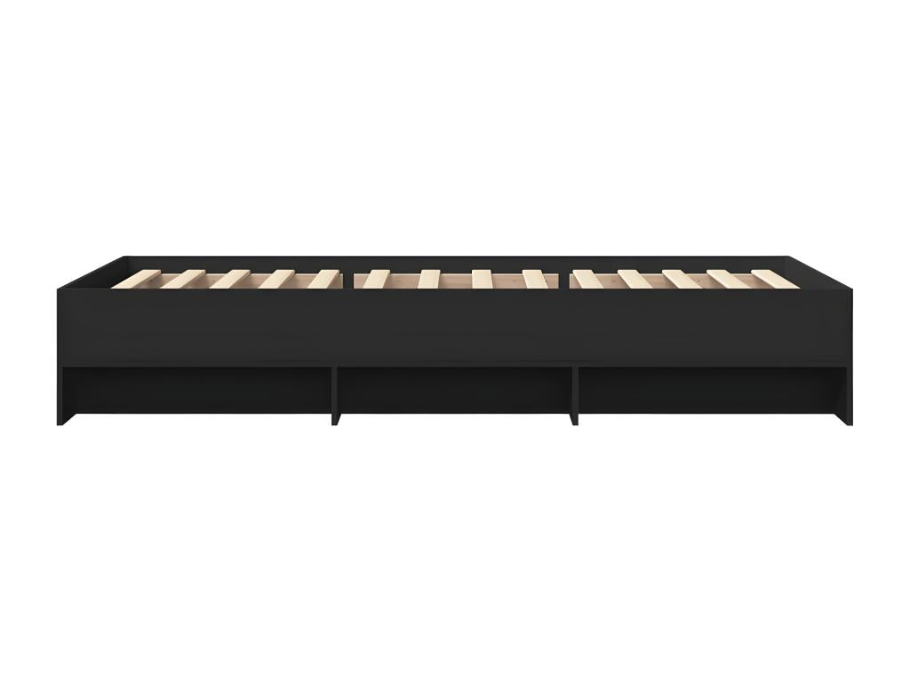 Bed Frame - Engineered Wood, Wood - Black - 100x200 cm
