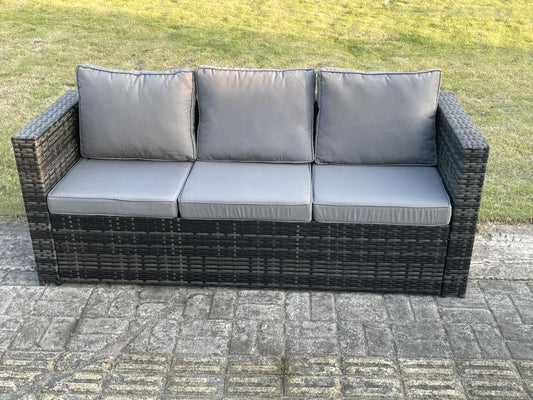 Sofa - Tempered Glass, Metal, Rattan - Gray