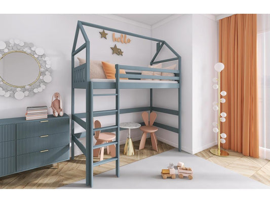 Bed - Wood - Gray - 80x160 cm