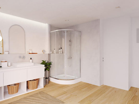 Shower Screen - Tempered Glass, Aluminum - Silver - 90x190 cm