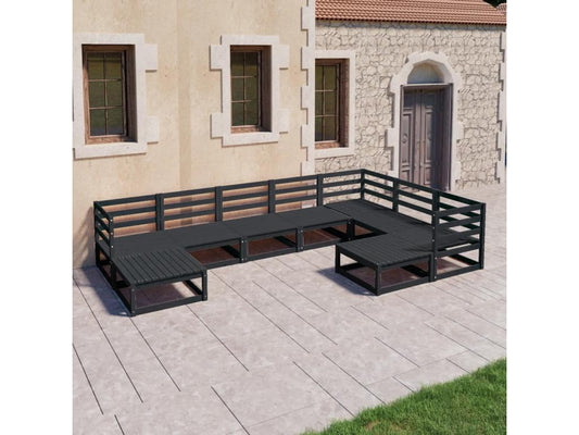 Outdoor Patio Set - Wood - Black