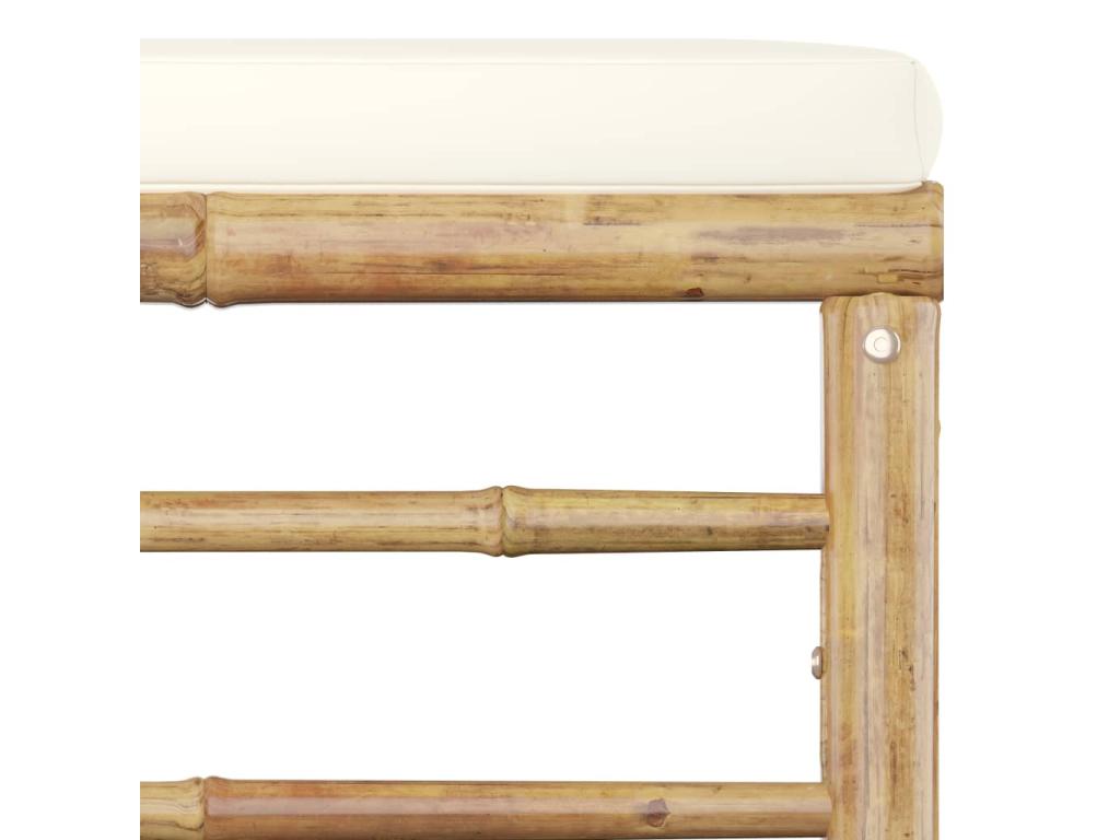 Outdoor Patio Set - Bamboo, Fabric - White