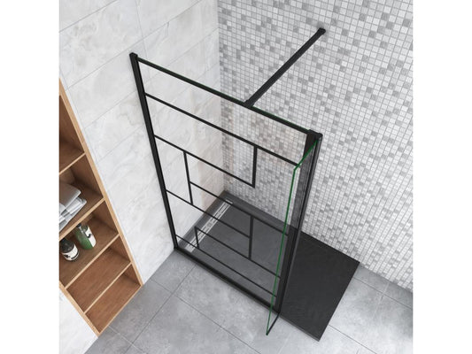 Shower Screen - Tempered Glass - Black - 110x200 cm