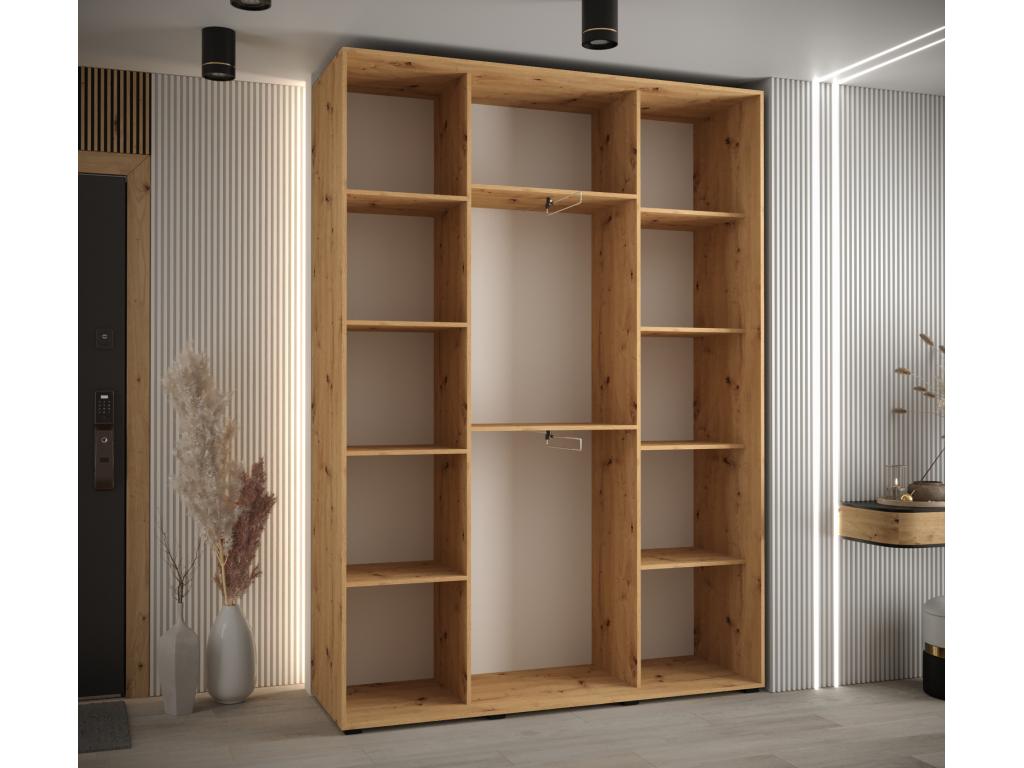 Wardrobe - Engineered Wood, Wood - Silver / White / Brown