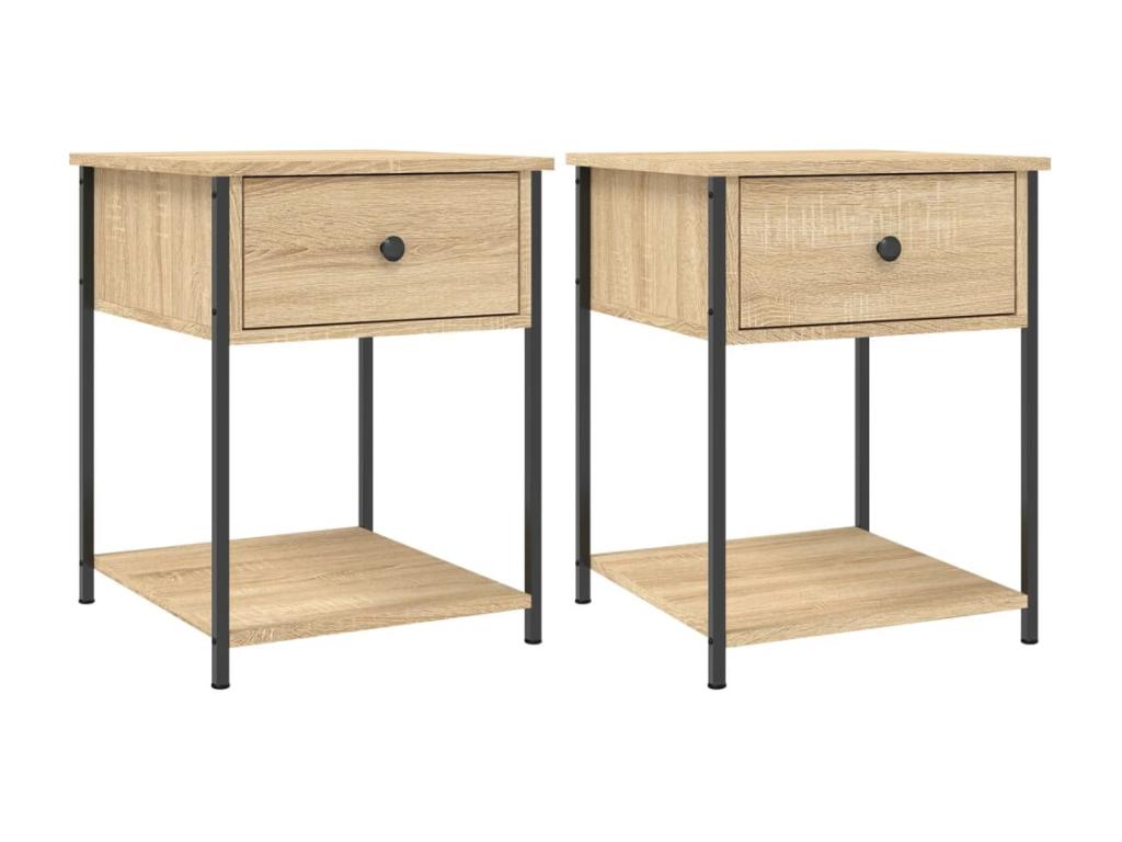 Nightstand Set - Wood - Brown - 45x58 cm