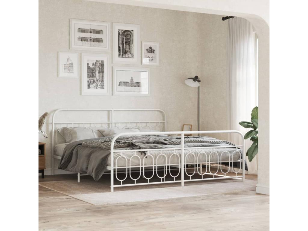 Bed Frame - Metal - White - 200x200 cm