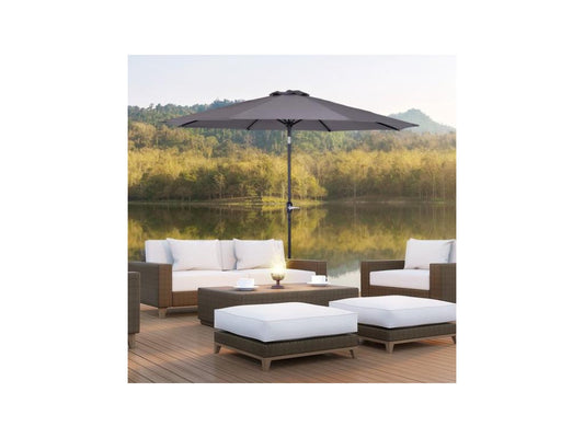 Patio Umbrella - Tilting Round - Rattan - Multicolor