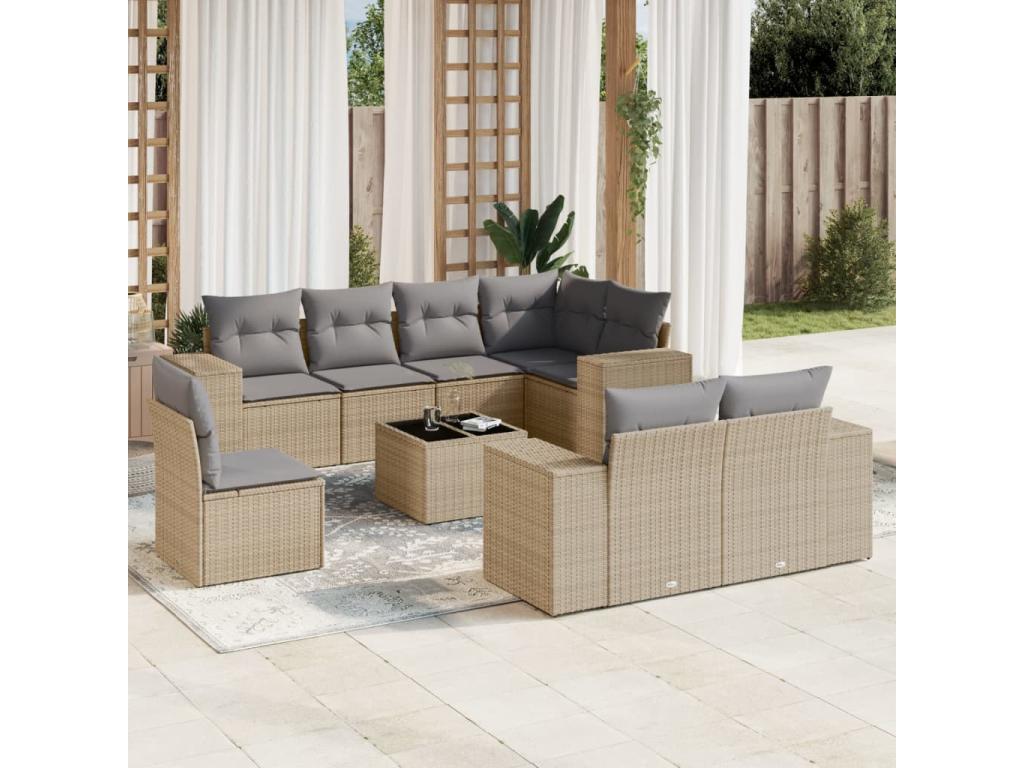 Outdoor Patio Set - Résine - Beige