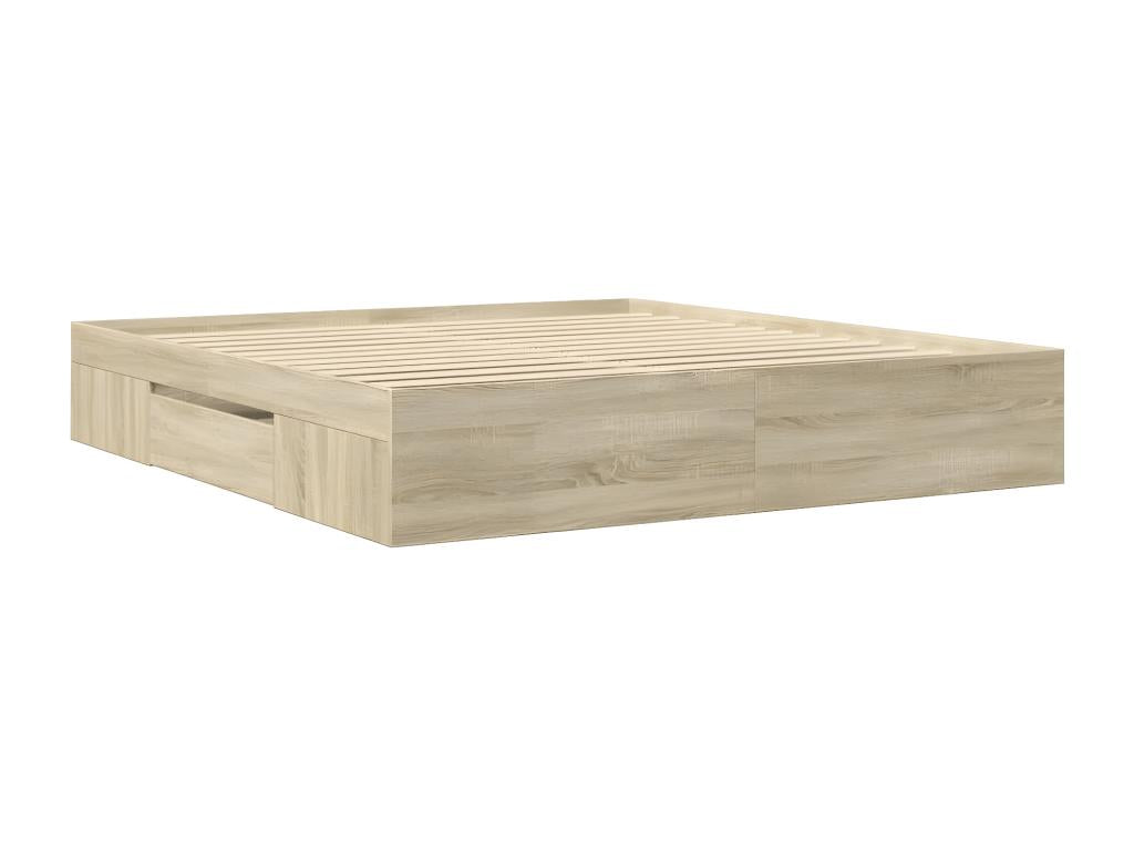 Bed Frame - Engineered Wood, Wood - Brown - 200x200 cm