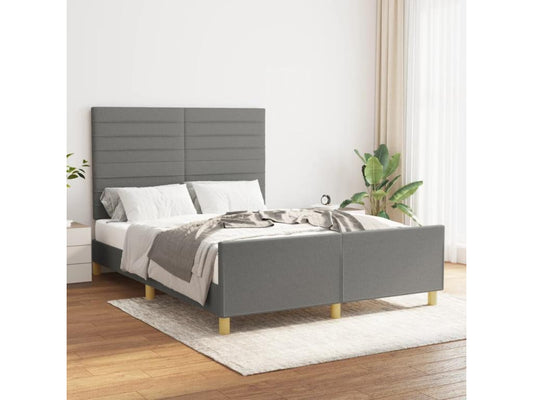 Bed Frame - Polyester - Gray - 140x190 cm