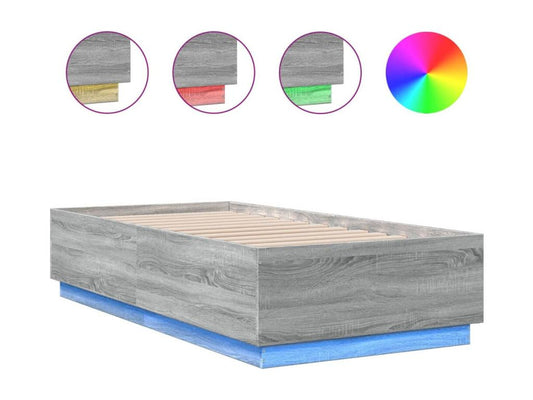 Bed Frame - Engineered Wood, Wood - Gray - 70x190 cm