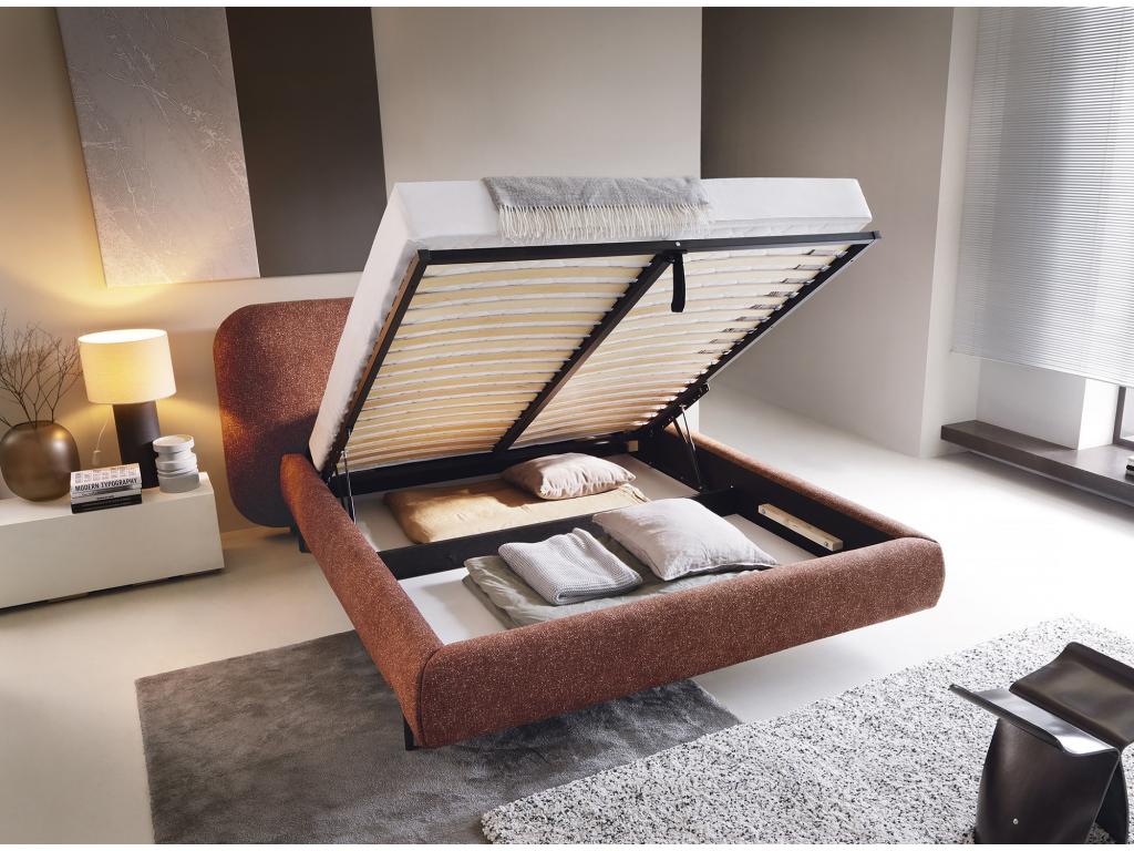 Storage Bed - Velvet - Gray - 160x200 cm