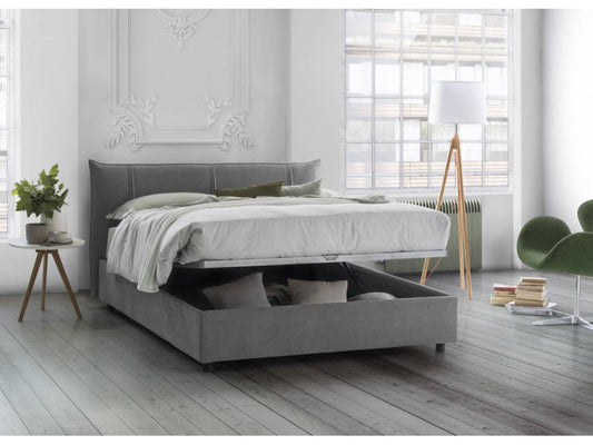 Storage Bed - Engineered Wood, Wood - Gray - 160x190 cm