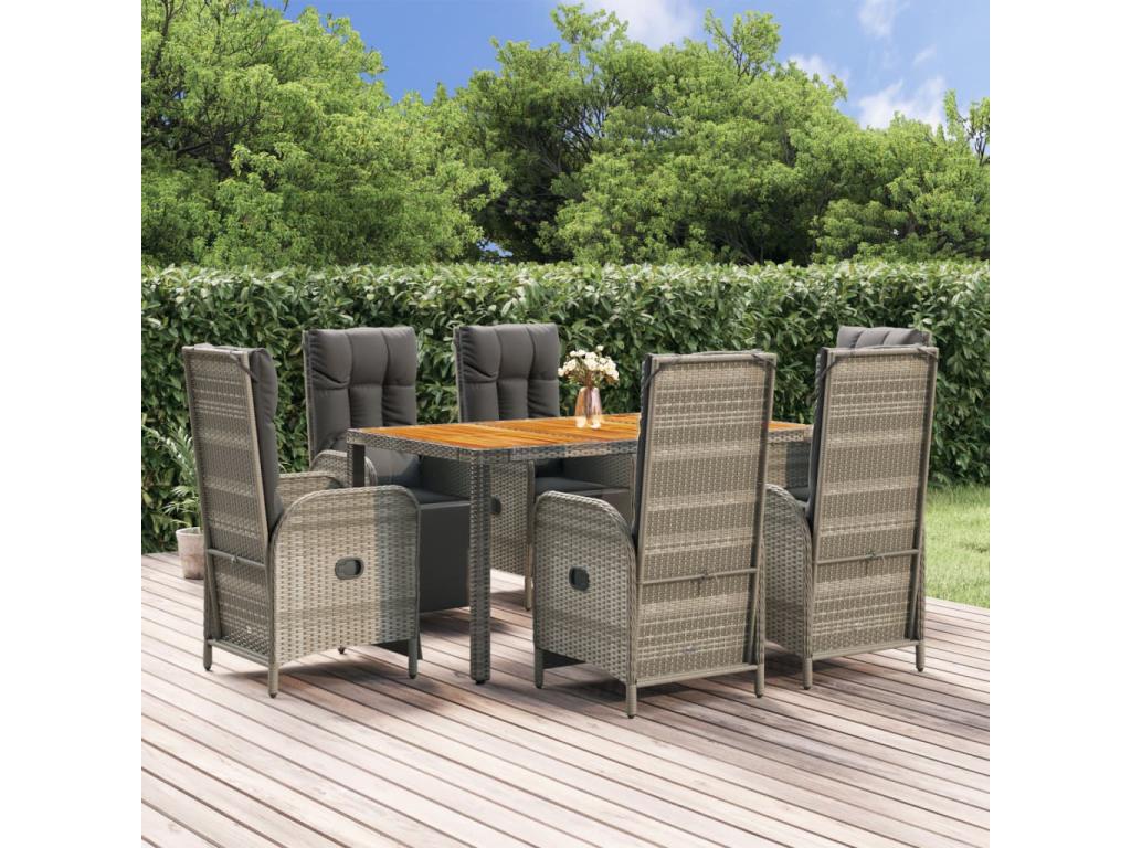 Outdoor Dining Set - Wood - Gray