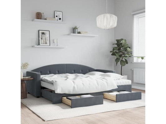 Daybed - Velvet - Gray - 80x200 cm