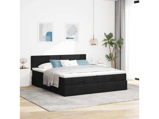 Bed Frame - Polyester - Black - 200x200 cm