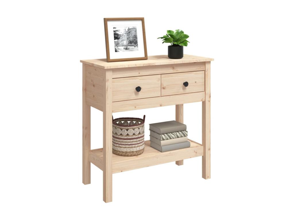 Table - Solid Wood, Wood - Brown - 35x75 cm