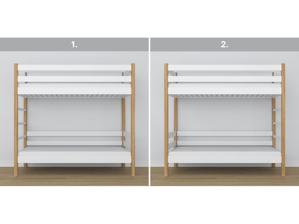 Bed - Chêne, Pin - White / Brown - 90x190 cm