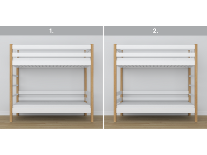 Bed - Chêne, Pin - White / Brown - 90x190 cm