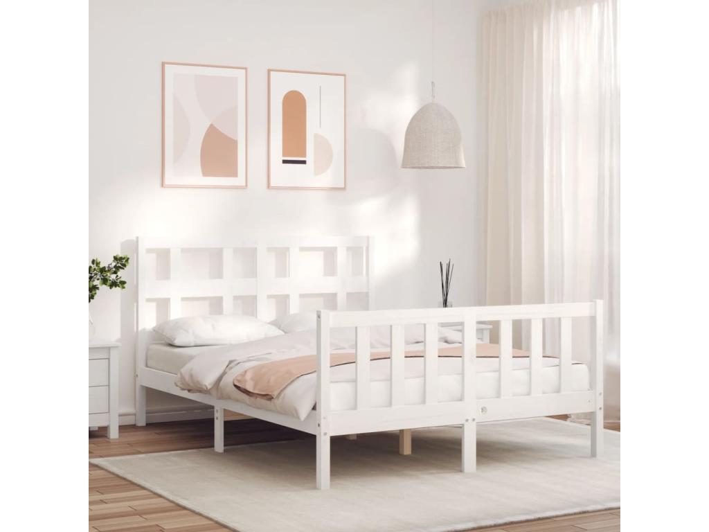 Bed Frame - Wood - White - 140x200 cm