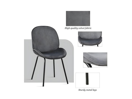 Chair Set - Velvet - Gray