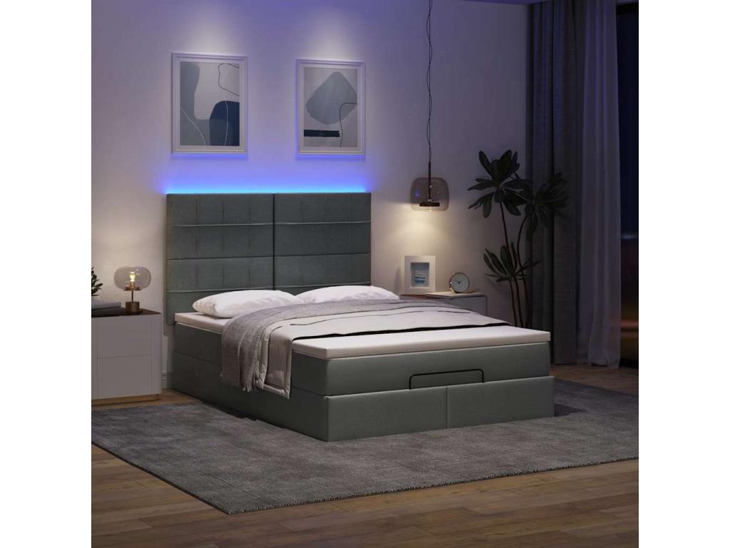 Bed Frame - Polyester - Gray - 160x200 cm