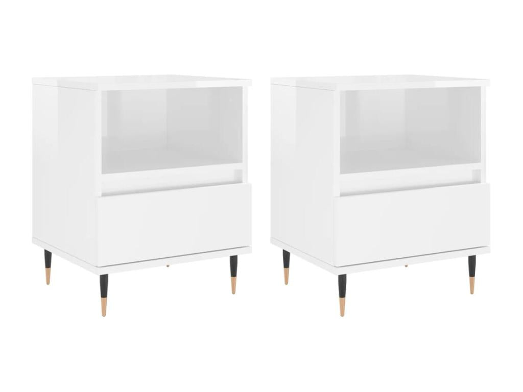 Nightstand Set - Engineered Wood, Wood - White - 35x50 cm