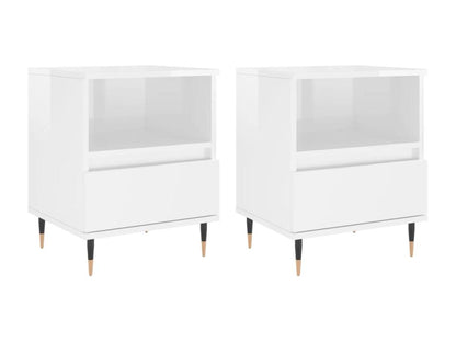 Nightstand Set - Engineered Wood, Wood - White - 35x50 cm