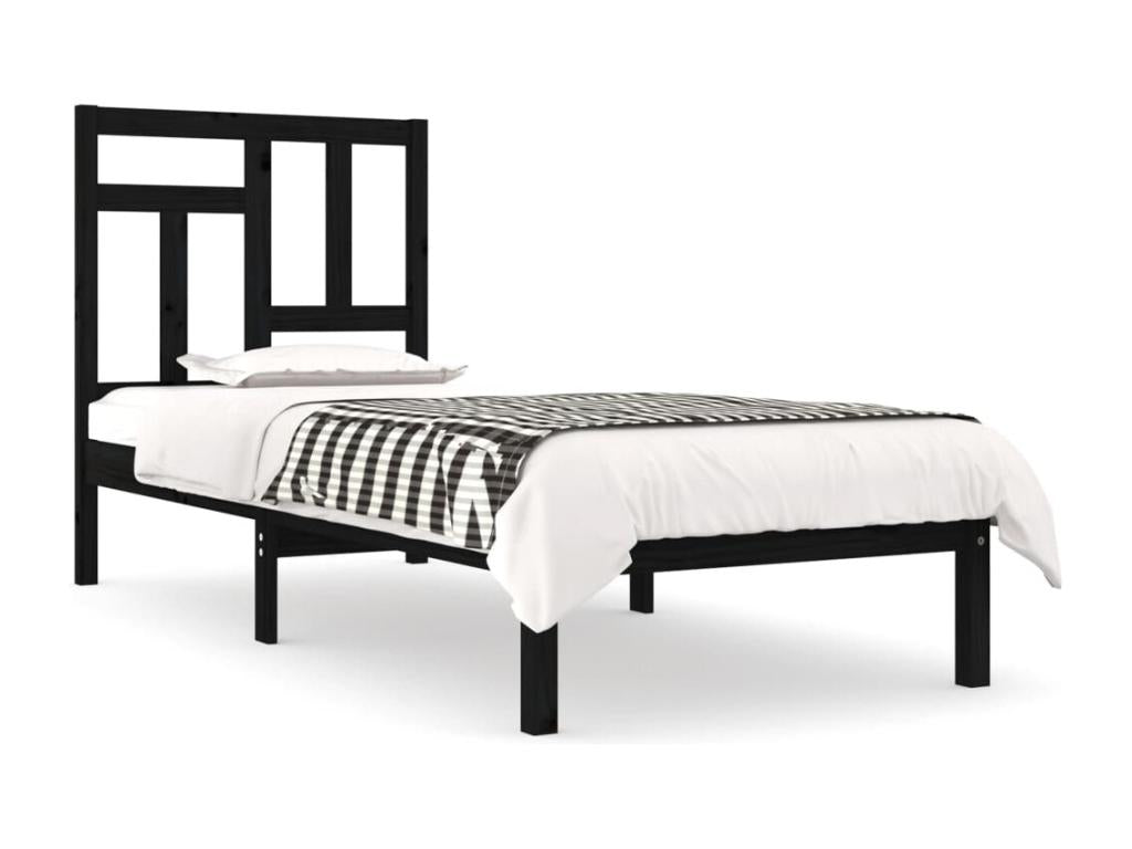Bed Frame - Wood - Black - 70x190 cm