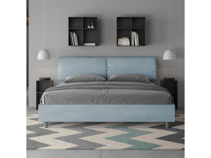 Box Spring - Panneau De Particule, Microfibre - Blue - 180x200 cm