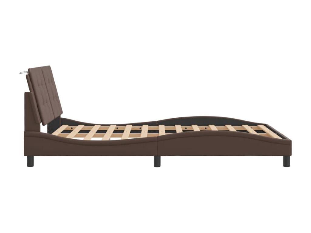 Bed Frame - Fourrure Synthétique - Brown - 140x200 cm