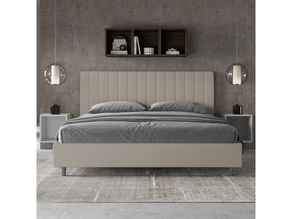Box Spring - Panneau De Particule, Simili - Taupe - 180x200 cm