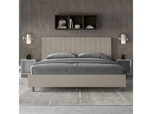 Box Spring - Panneau De Particule, Simili - Taupe - 180x200 cm