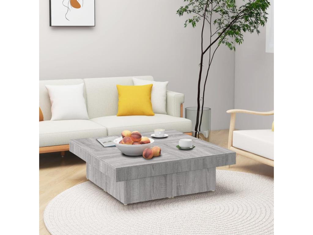 Coffee Table - Engineered Wood, Wood - Gray - 90x28 cm