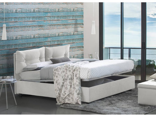 Storage Bed - Engineered Wood, Wood - White - 80x190 cm