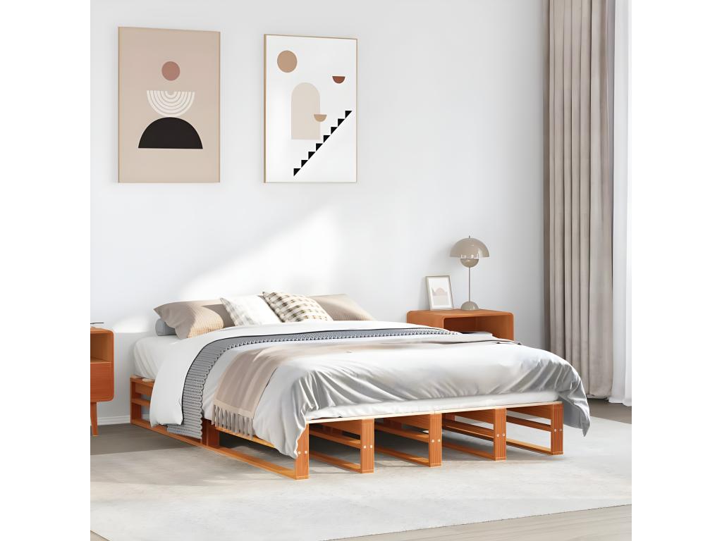 Bed Frame - Wood - Brown - 140x200 cm