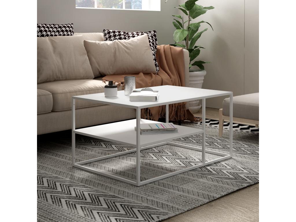 Coffee Table - Rectangular - White - 90x60 cm