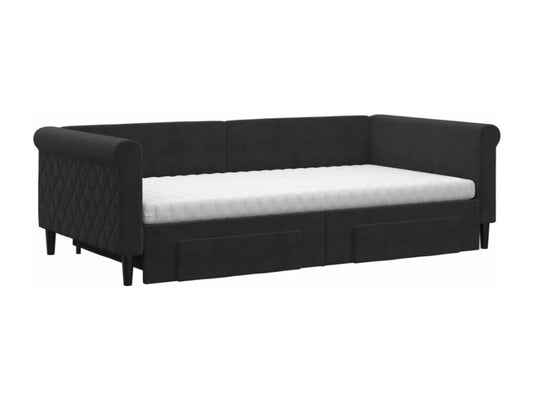 Daybed - Velvet - Black - 100x200 cm