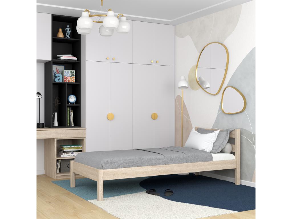 Bed - Chêne - Beige - 80x200 cm