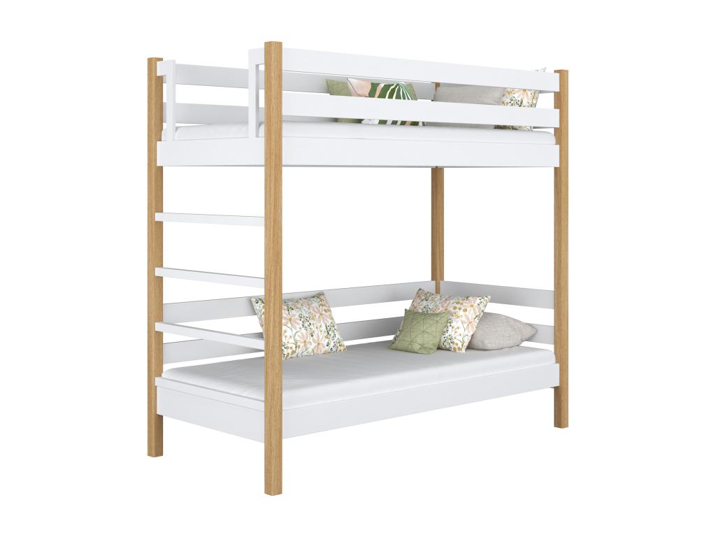 Bed - Chêne, Pin - White / Brown - 90x190 cm