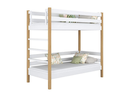 Bed - Chêne, Pin - White / Brown - 90x190 cm