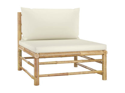 Outdoor Patio Set - Bamboo, Fabric - White