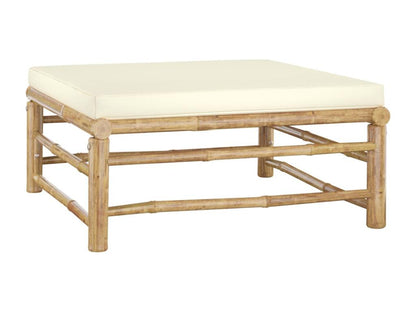 Outdoor Patio Set - Bamboo, Fabric - White