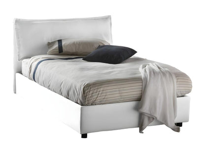 Storage Bed - Engineered Wood, Wood - White - 120x200 cm