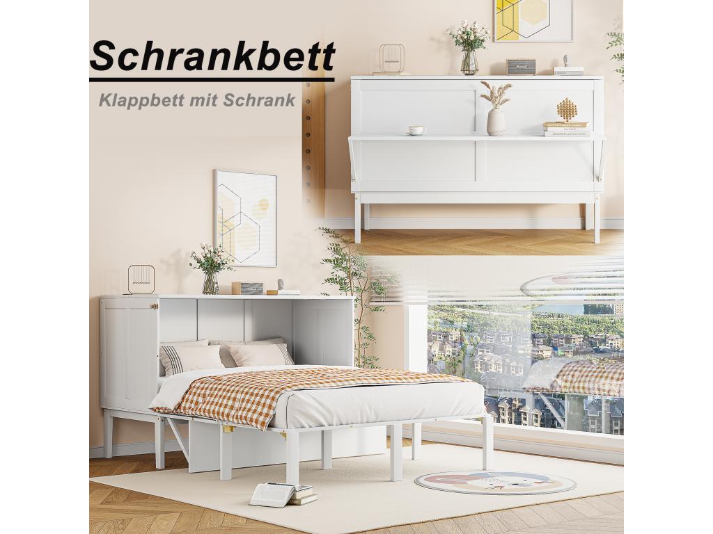 Box Spring - Wood - White - 140x200 cm