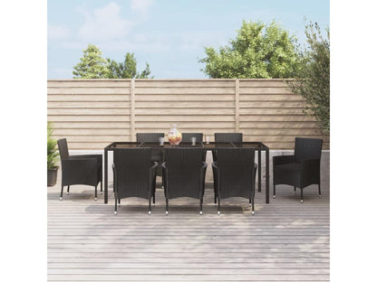 Outdoor Dining Set - Rattan - Black