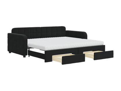 Daybed - Velvet - Black - 90x190 cm