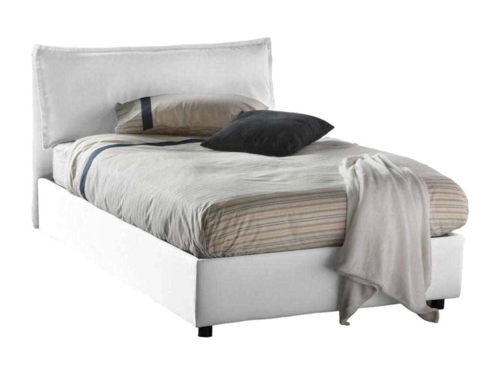 Storage Bed - Engineered Wood, Wood - White - 120x200 cm